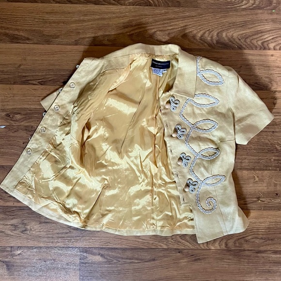 Donna Morgan Vintage Canary Yellow 100% Linen Skirt Suit - Picture 3 of 8